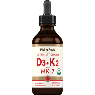 Liquid Vitamin D3 & K-2 (Organic), 2 fl oz (59 mL) Dropper Bottle