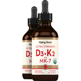 Liquid Vitamin D3 & K-2 (Organic), 2 fl oz (59 mL) Dropper Bottle, 2  Dropper Bottles