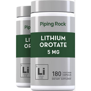Lithium Orotate, 5 mg, 180 Vegetarian Capsules, 2  Bottles