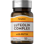 Luteolin Complex with Rutin, featuring 50 vegetarian dietary supplement capsules.