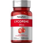 Lycopene 20 mg, 120 quick release softgels in a dietary supplement bottle.