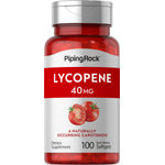 Lycopene 40 mg, a naturally occurring carotenoid dietary supplement, in a bottle of 100 quick-release softgels.