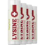Lysine Moisturizing Lip Balm 4-pack, each weighing 0.15 oz (4.25 g).