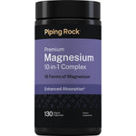 Premium Magnesium 10-in-1 Complex with 10 forms of magnesium for enhanced absorption. Contains 130 vegan capsules.