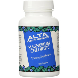 A bottle of Magnesium Chloride Dietary Supplement containing 100 tablets.