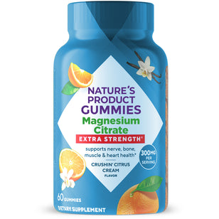 Nature's Product Gummies Magnesium Citrate Extra Strength, Crushin' Citrus Cream flavor, 300mg per serving, 60 gummies.