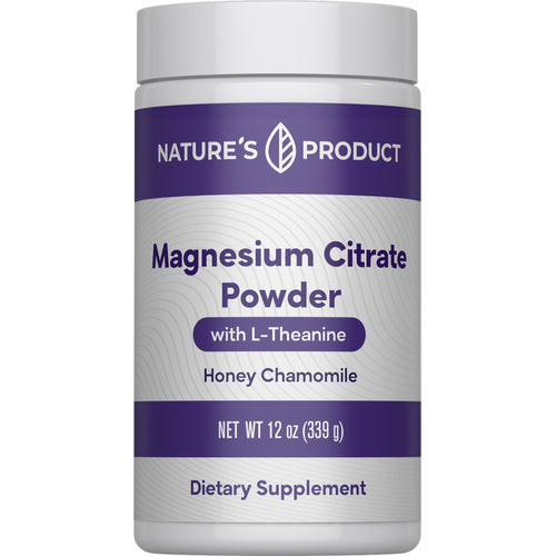 Magnesium Citrate Powder with L-Theanine (Honey Chamomile), 12 oz (339 g) Powder