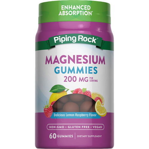 Magnesium (Delicious Lemon Raspberry), 200 mg (per serving), 60 Gummies