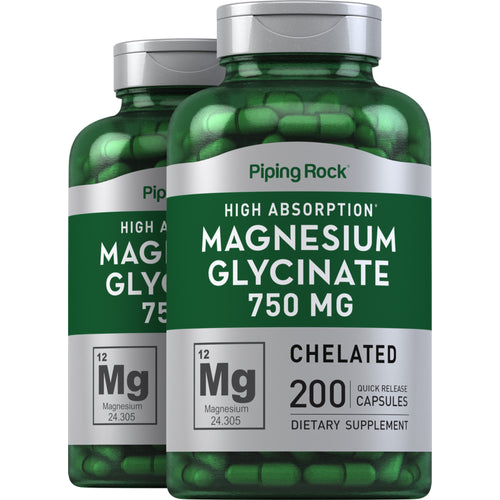 Magnesium Glycinate, 750 mg, 200 Quick Release Capsules, 2  Bottles