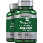 Two bottles of Magtein Magnesium L-Threonate, 2000 MG, each containing 90 quick release capsules.