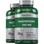 Magnesium Oxide 500 MG, 250 coated caplets in two bottles. Vegetarian dietary supplement.