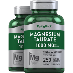 Magnesium Taurate, 1000 mg (per serving), 250 Coated Caplets, 2  Bottles