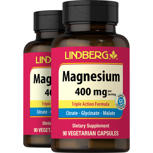 Magnesium (Triple-Action), 400 mg, 90 Vegetarian Capsules, 2  Bottles