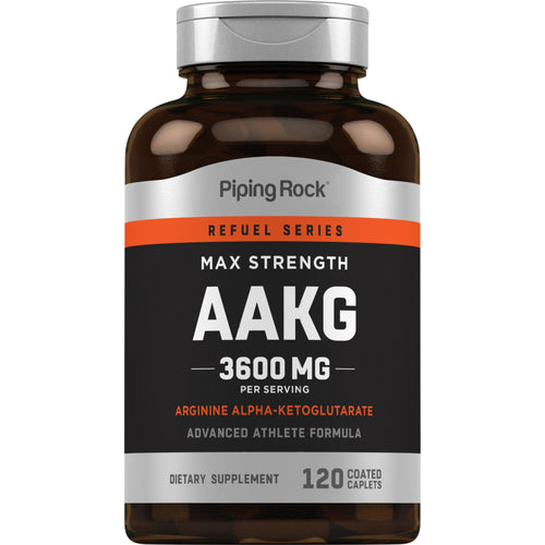 Max Strength AAKG Arginine Alpha-Ketoglutarate (Nitric Oxide Enhancer), 3600 mg (per serving), 120 Coated Caplets