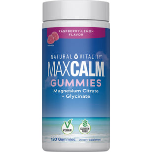 MAXCALM Gummies Raspberry-Lemon Flavor, 120 Tasty Gummies