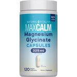 Natural Vitality MaxCalm Magnesium Glycinate, 325 MG per 3 capsules, 120 Vegan Capsules. New Look.