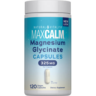 MAXCALM Magnesium Glycinate, 325 mg, 120 Vegan Capsules