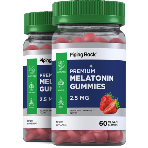 Melatonin (Delicious Strawberry), 2.5 mg, 60 Vegan Gummies, 2  Bottles