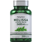 Bottle of Melissa (Lemon Balm) 2400 mg equivalent with 200 quick release capsules.