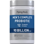 Complete Probiotic with 12 strains, 90 Billion CFU, and 30 delayed-release vegan capsules for digestive health.