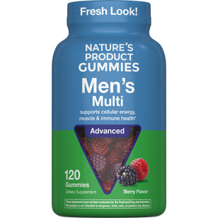 Nature's Product Gummies Men's Multi, 120 Gummies, Berry Flavor. Supports cellular energy, muscle & immune health. Fresh Look!