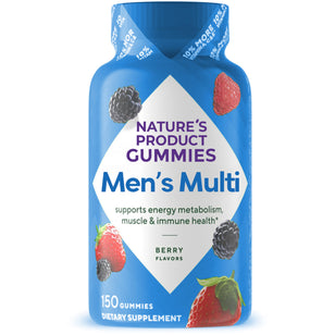 Nature's Product Men's Multi 150 Gummies, Berry Flavors. With 10% more Vitamin A, C & E, supports energy, muscle & immune health.