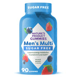Sugar Free Men's Multi Gummies in mixed berry flavors support energy metabolism, muscle, and immune health, 90 gummies.