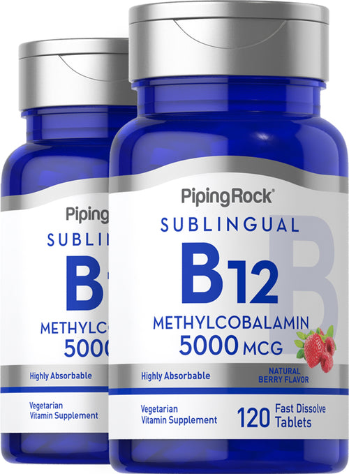 Methylcobalamin B-12 (Sublingual), 5000 mcg, 120 Fast Dissolve Tablets, 2  Bottles