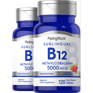Methylcobalamin B-12 (Sublingual) (Natural Berry), 5000 mcg, 120 Fast Dissolve Tablets, 2  Bottles