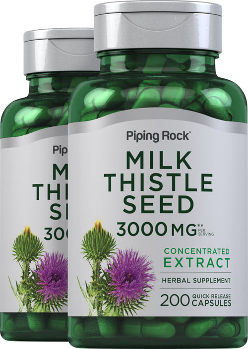 Milk Thistle Seed Extract, 3000 mg (per serving), 200 Quick Release Capsules, 2  Bottles