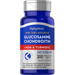 The product is Mini Tabs Advanced Glucosamine Chondroitin with MSM and Turmeric, containing 300 mini coated tablets.