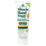 Miracle Hand Repair Cream 8 oz tube for dry, cracked hands, marked 'NEW! PARABEN FREE' and containing '60% Ultra Aloe™'.