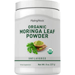 Organic Moringa Leaf Powder, unflavored herbal supplement. Net weight 8 oz (227 g). USDA Organic certified.