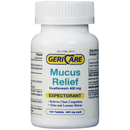 Mucus Relief (Expectorant) Guaifenesin 400mg, Compare to Mucinex , 100 Tablets