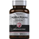 Muira Puama 2200 mg per serving, concentrated extract in 120 quick-release capsules. Dietary supplement benefits.