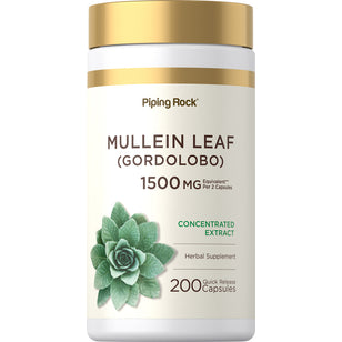 Mullein Leaf (Gordolobo) 1500 mg Equivalent Concentrated Extract Herbal Supplement, 200 Quick Release Capsules.
