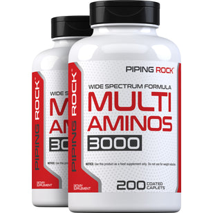 Multi Aminos, 200 Coated Caplets, 2  Bottles