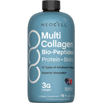 NEOCELL Multi Collagen Bio-Peptides Protein plus Biotin Liquid, 16 fl. oz. (473 mL), Delicious Fruit Punch Flavor.