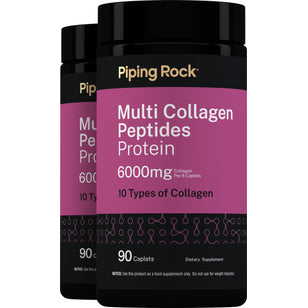 Multi Collagen Peptides Protein, 6000 mg, 90 Caplets, 2  Bottles