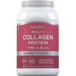 Multi Collagen Protein, Unflavored, includes Type I, II, III, V, X, offering 10,000 MG per serving, 32 oz., Gluten Free, Non-GMO.