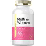 Carlyle Multi for Women features 200 softgels as a dietary supplement with iron.