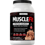 FitnessLabs MuscleFit Protein Supplement in Chocolate Fudge Ice Cream flavor, Net Wt 32 oz (2 LB) 908 g.