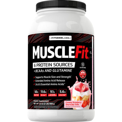 MuscleFit Protein Powder (Creamy Strawberry Shortcake Trifle), 2 lb (908 g) Bottle