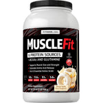 FITNESSLABS® MUSCLEFit Protein Supplement in Glazed Vanilla Bean Doughnuts flavor, 32 oz (2 LB) tub.
