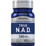TRUE N.A.D. Nicotinamide Rejuvenator supplement with 260 MG per serving, containing 60 capsules.