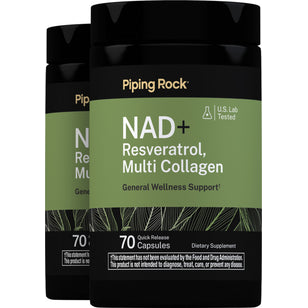 NAD+ Resveratrol Multi Collagen capsules, 70 quick release, for general wellness support, U.S. lab tested.