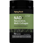 NAD+ Resveratrol and Multi Collagen in 70 quick release capsules.