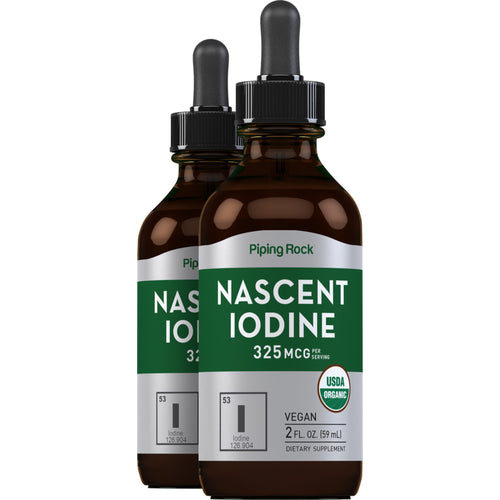 Nascent Iodine (Organic), 325 mcg (per serving), 2 fl oz (59 mL) Dropper Bottles, 2  Bottles