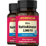 Lindberg Ultra Nattokinase 2,000 FU, Fibrinolytic Enzyme, 60 Quick Release Capsules, 2 bottles.