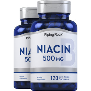 Niacin, 500 mg, 120 Quick Release Capsules, 2  Bottles